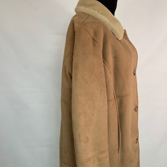 Talbots Faux Shearling Lined Full Length Coat with Buttons Petite L - Picture 5 of 10